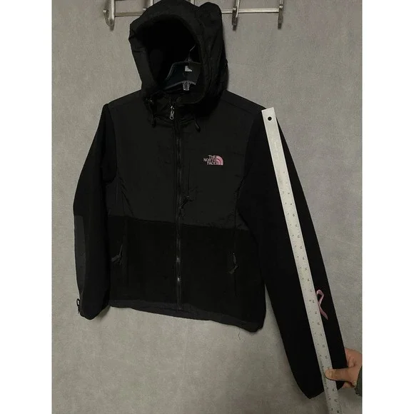 North Face Jacket Women L Black Hooded Denali Fleece Polartec Full Zip Pockets - Picture 4 of 10